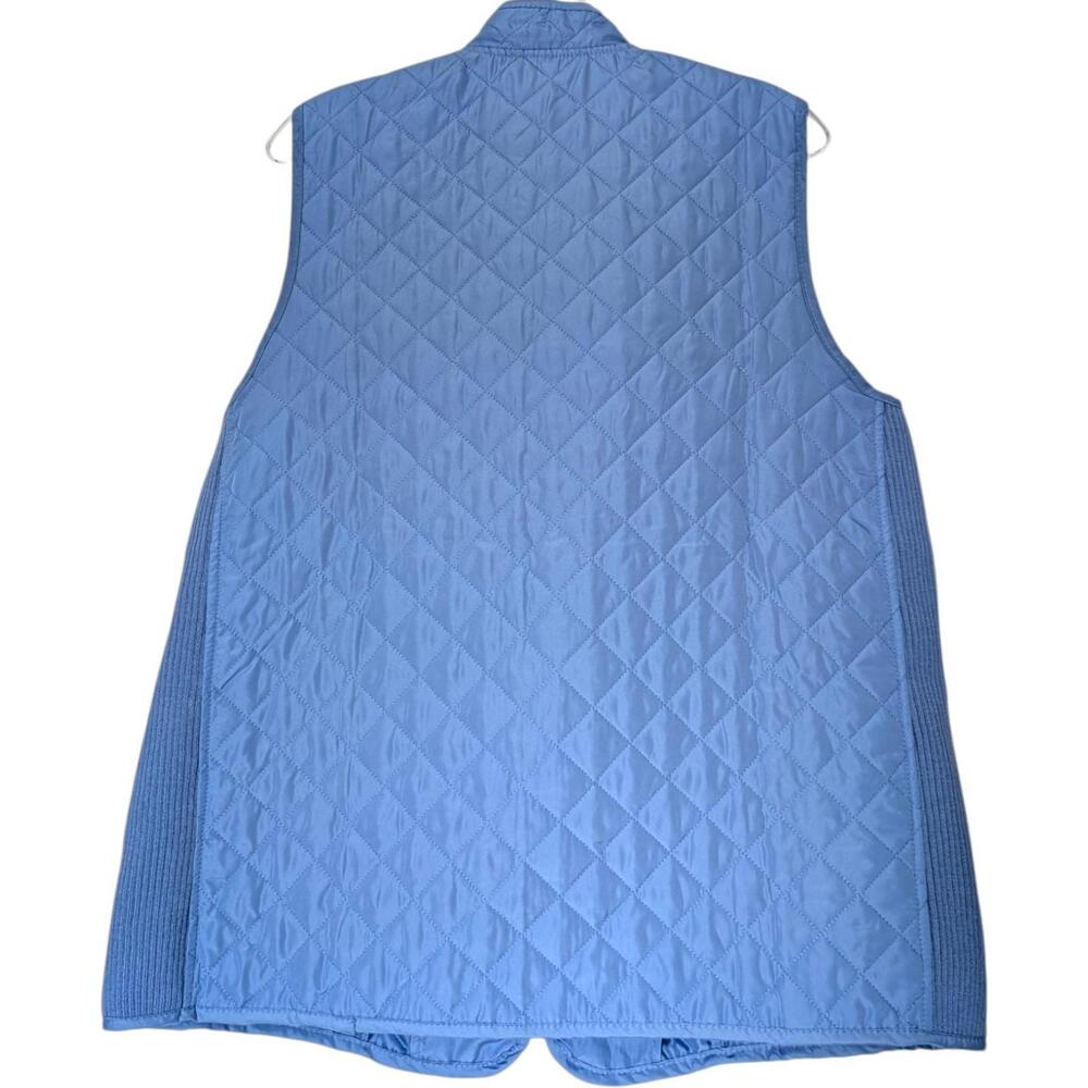 Woman Within Vest Womens Medium 14/16‎ Blue Quilted Zip Front Mock Neck Stretch - Picture 4 of 10